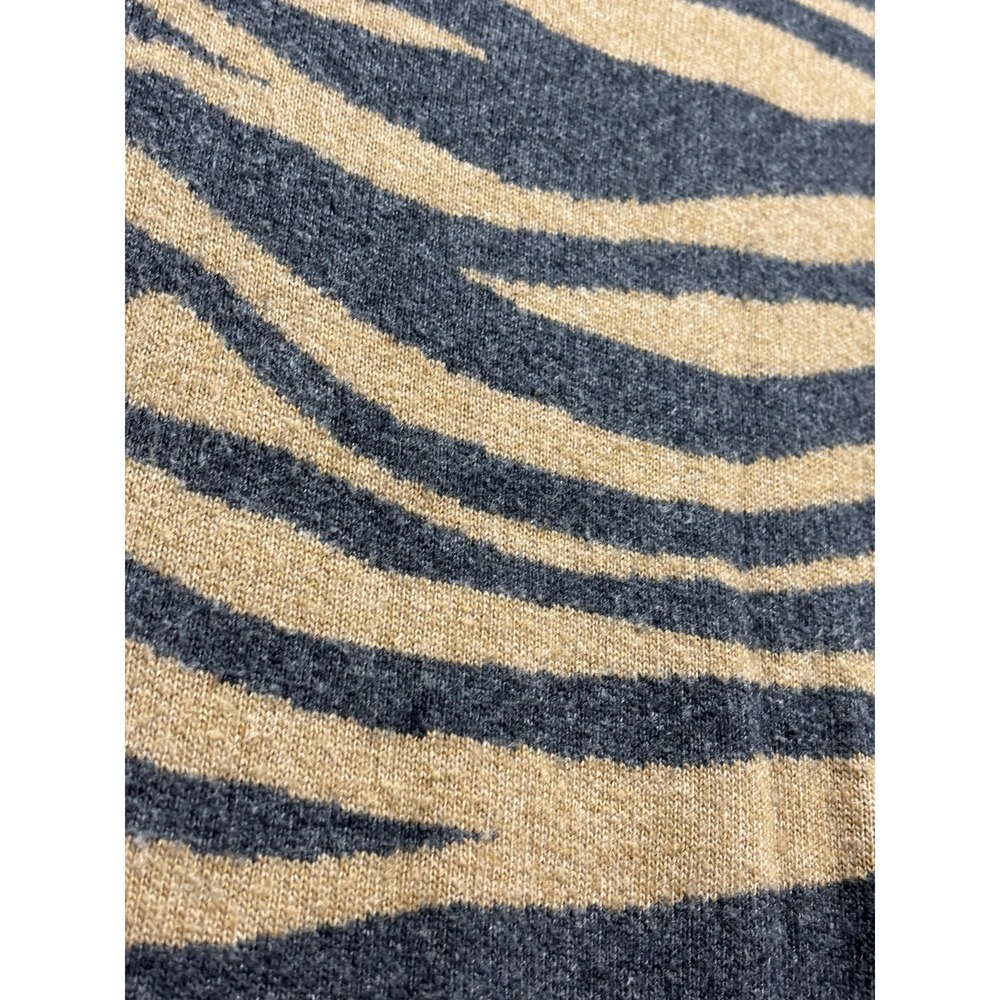 LOFT Womens S Tan Gray Tiger Stripe Boatneck Sweater Casual Cozy Animal Print - Picture 7 of 11